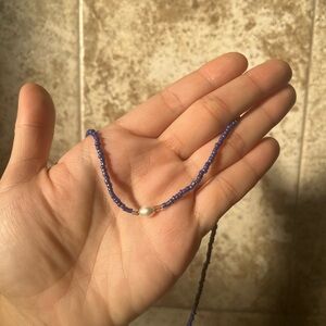 Handmade pearl purple beaded necklace